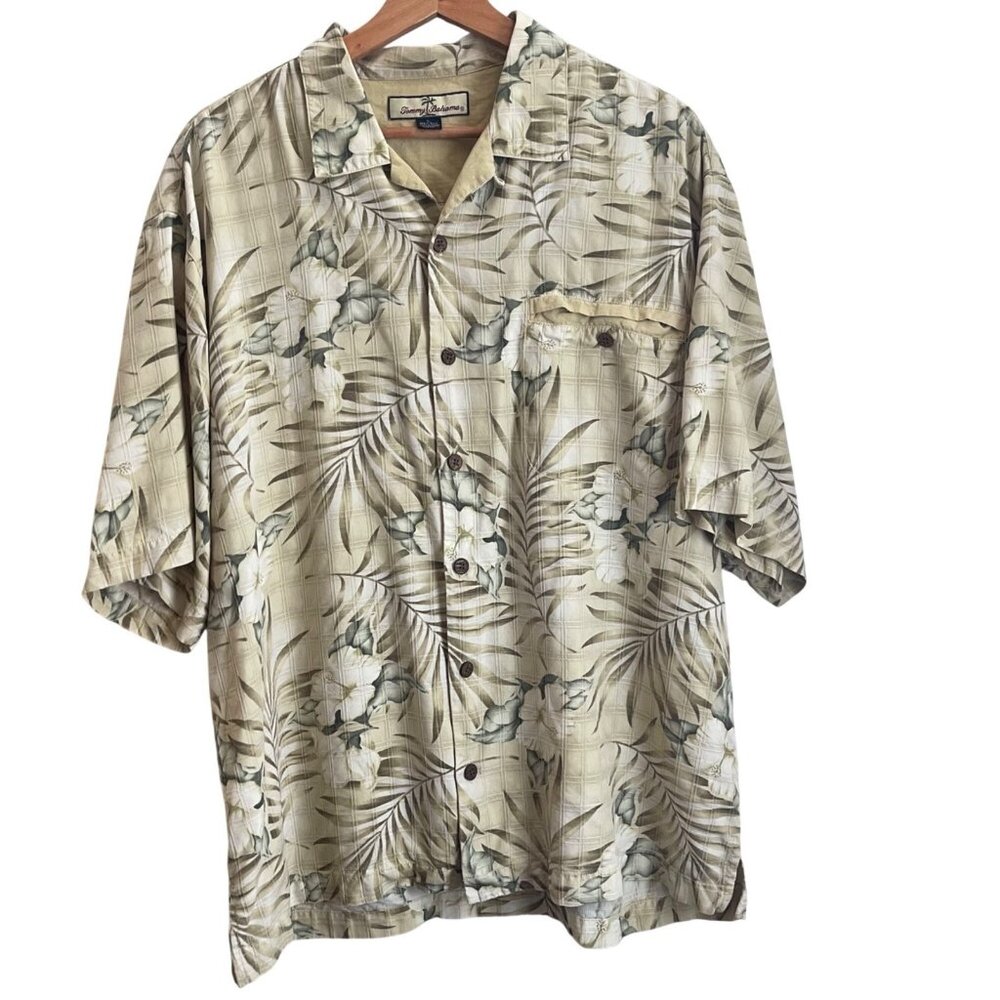 Tommy Bahama Mens Tropical Silk Camp Shirt Size L Hawaiian Resort Coastal Preppy